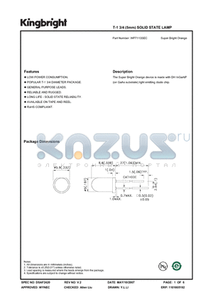 WP7113SEC datasheet - T-1 3/4 (5mm) SOLID STATE LAMP