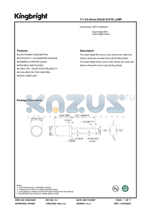 WP7113SRSGW datasheet - T-1 3/4 (5mm) SOLID STATE LAMP