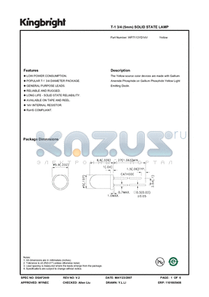 WP7113YD14V datasheet - T-1 3/4 (5mm) SOLID STATE LAMP
