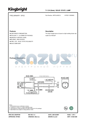 WP7524SEC-J datasheet - T-1 3/4 (5mm) SOLID STATE LAMP