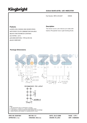 WP914CK-4GDT datasheet - 2x3mm QUAD-LEVEL LED INDICATOR