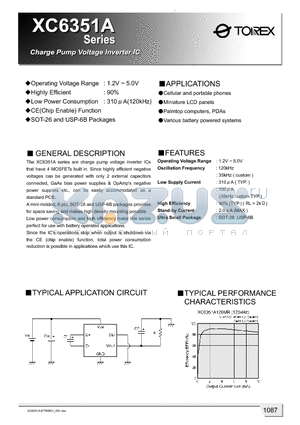 XC6351A120MR datasheet - Charge Pump Voltage Inverter IC