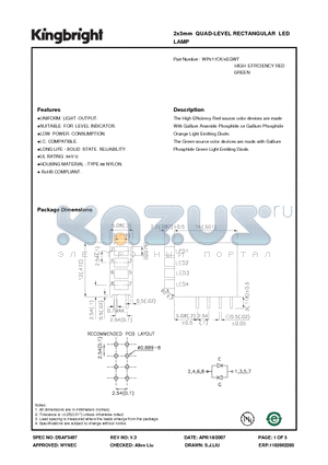 WP917CK/4EGWT datasheet - 2x3mm QUAD-LEVEL RECTANGULAR LED LAMP