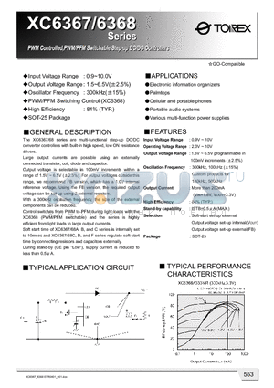 XC6367C401ML datasheet - PWM Controlled, PWM/PFM Switchable Step-Up DC/DC Controllers