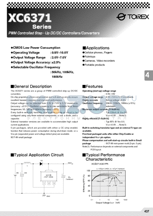 XC6371 datasheet - PWM Controlled Step-Up DC/DC Controllers/Converters