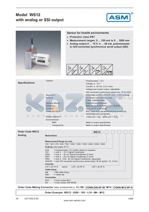 WS12-1500-420T-L10- datasheet - analog or SSI output