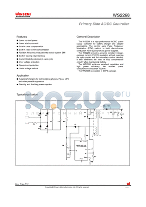 WS2268 datasheet - Primary Side AC/DC Controller