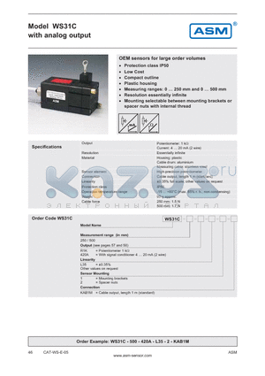 WS31C-250-R1K-L35-1-KAB1M datasheet - analog output