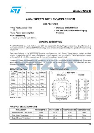 WS57C128FB-45DMB datasheet - HIGH SPEED 16K x 8 CMOS EPROM