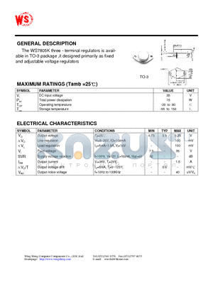 WS7805K datasheet - L7800 SERIES REGULATORS