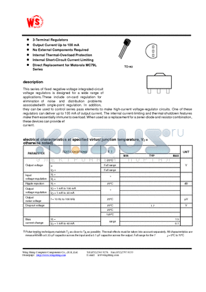 WS79L15ACZ datasheet - Negative-Voltage Regulators