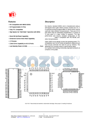 WS82C55AP datasheet - CMOS Programmable peripheral Interface
