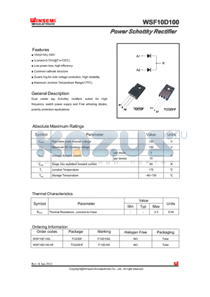 WSF10D100 datasheet - Power Schottky Rectifier