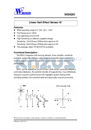 WSH201 datasheet - Linear Hall Effect Sensor IC