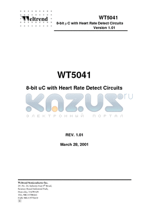 WT5041 datasheet - 8-bit m C with Heart Rate Detect Circuits