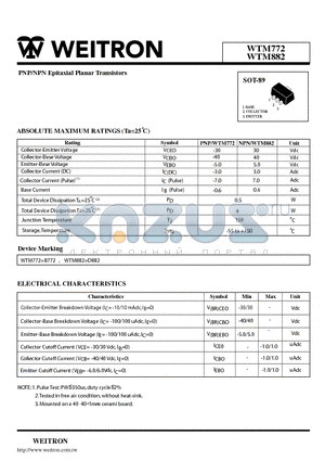 WTM882 datasheet - PNP/NPN Epitaxial Planar Transistors
