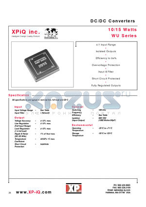 WU100 datasheet - 10/15 Watts WU Series