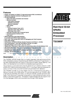 TSC695F_04 datasheet - Rad-Hard 32-bit SPARC Embedded Processor