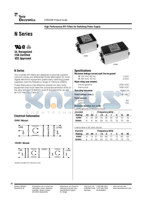 6VN1 datasheet - High Performance RFI Filters for Switching Power Supply