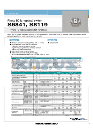 S8119 datasheet - Photo IC for optical switch
