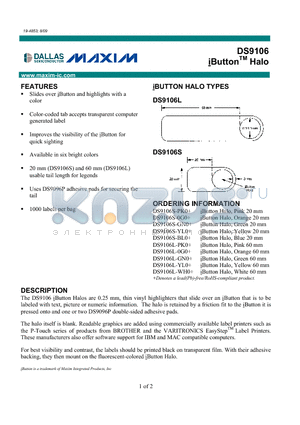 DS9106S-GN0+ datasheet - iButtonTMHalo