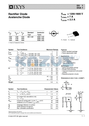 DSA1-18D datasheet - Rectifier Diode Avalanche Diode