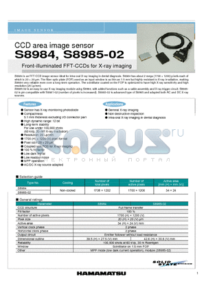 S8984 datasheet - CCD area image sensor Front-illuminated FFT-CCDs for X-ray imaging