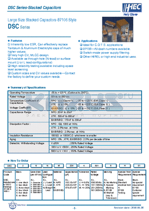 DSC15NM105K0508H datasheet - Large Size Stacked Capacitors-87106 Style