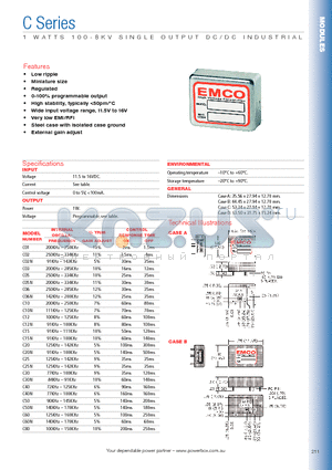 C02N datasheet - 1 WATTS 100-8KV SINGLE OUTPUT DC/DC INDUSTRIAL