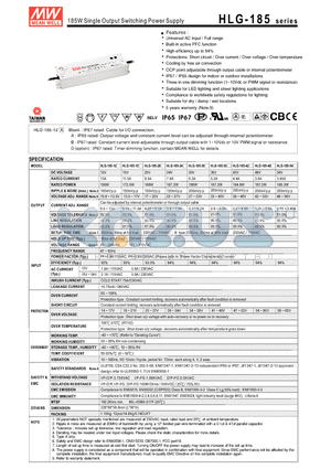 HLG-185-15 datasheet - 185W Single Output Switching Power Supply