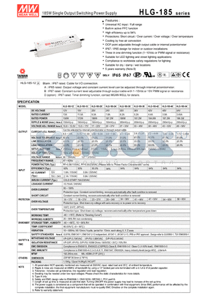 HLG-185-36 datasheet - 185W Single Output Switching Power Supply