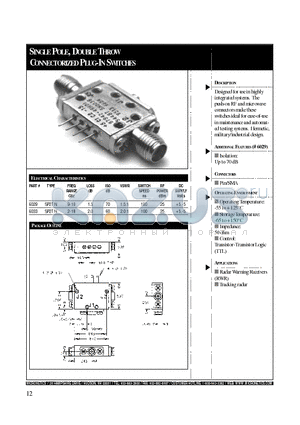 6033 datasheet - SINGLE POLE, DOUBLE THROW CONNECTORIZED PLUG-IN SWITCHES