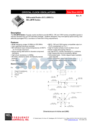 SA-A287A-FREQ datasheet - Differential Positive ECL (DPECL)