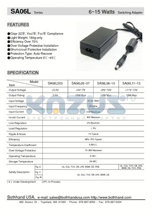 SA06L13 datasheet - 6~15 Watts Switching Adapter