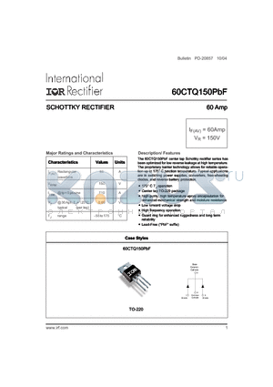 60CTQ150 datasheet - SCHOTTKY RECTIFIER 60 Amp