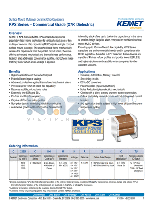 C1210C106KAR1C7289 datasheet - Surface Mount Multilayer Ceramic Chip Capacitors