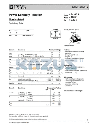 DSS2X160-01A datasheet - Power Schottky Rectifier