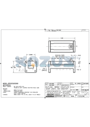 62-331A-XX-X-X datasheet - OUTLINE, WR62 COUPLER SHORT LENGTH, HIGH DIRECTIVITY