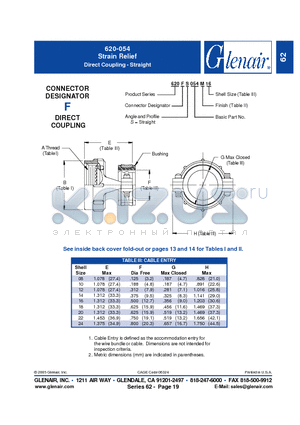 620FS054M datasheet - Strain Relief