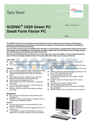 DS_SCENIC_C620 datasheet - SCENIC C620 Green PC Small Form Factor PC