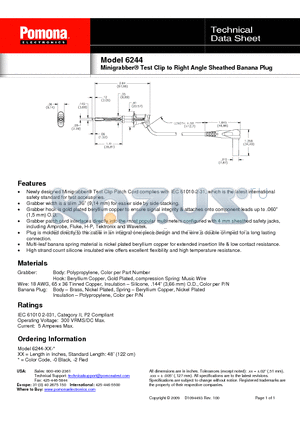 6244-48-0 datasheet - Test Clip to Right Angle Sheathed Banana Plug