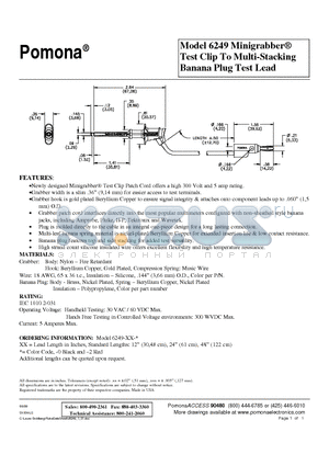 6249-12-0 datasheet - Test Clip To Multi-Stacking Banana Plug Test Lead