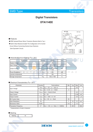 DTA114EE datasheet - Digital Transistors