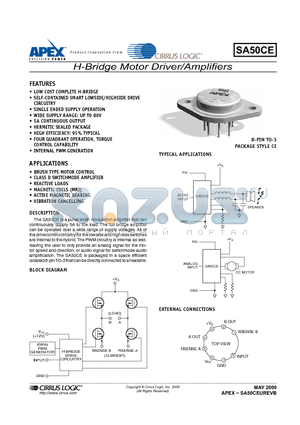 SA50CE datasheet - H-Bridge Motor Driver/Amplifiers