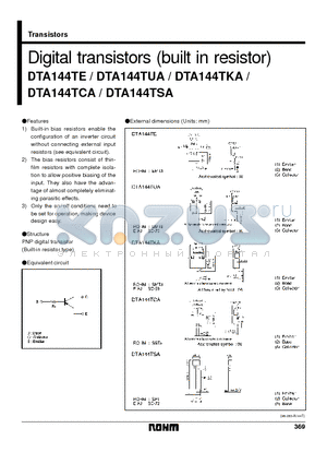 DTA144TE datasheet - Digital transistors (built in resistor)