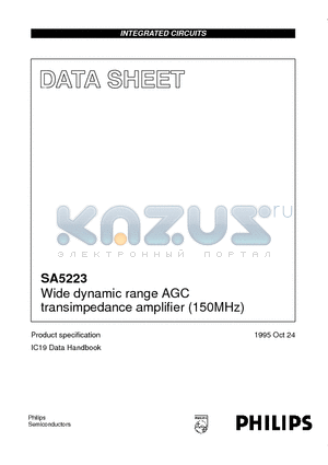 SA5223 datasheet - Wide dynamic range AGC transimpedance amplifier 150MHz