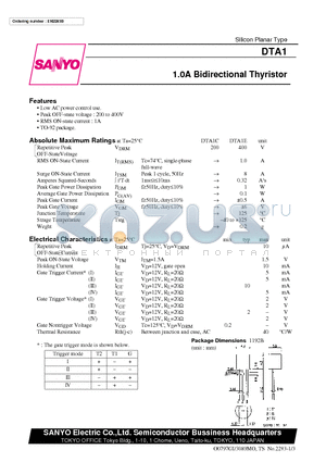 DTA1E datasheet - 1.0A Bidirectional Thyristor