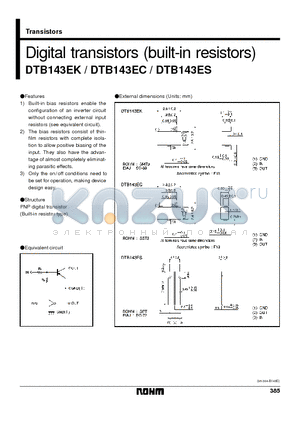 DTB143EK datasheet - Digital transistors (built-in resistors)