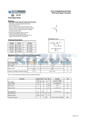 DTC114 datasheet - NPN Small Signal Transistor Small Signal Diode