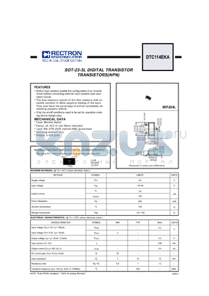 DTC114EKA datasheet - SOT-23-3L DIGITAL TRANSISTOR TRANSISTORS(NPN)